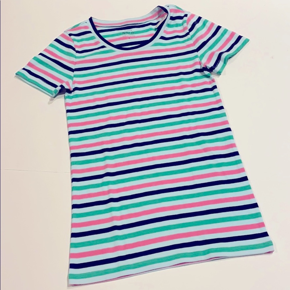 J Crew Small Cotton Crew Neck Striped Perfect Tee Shirt New